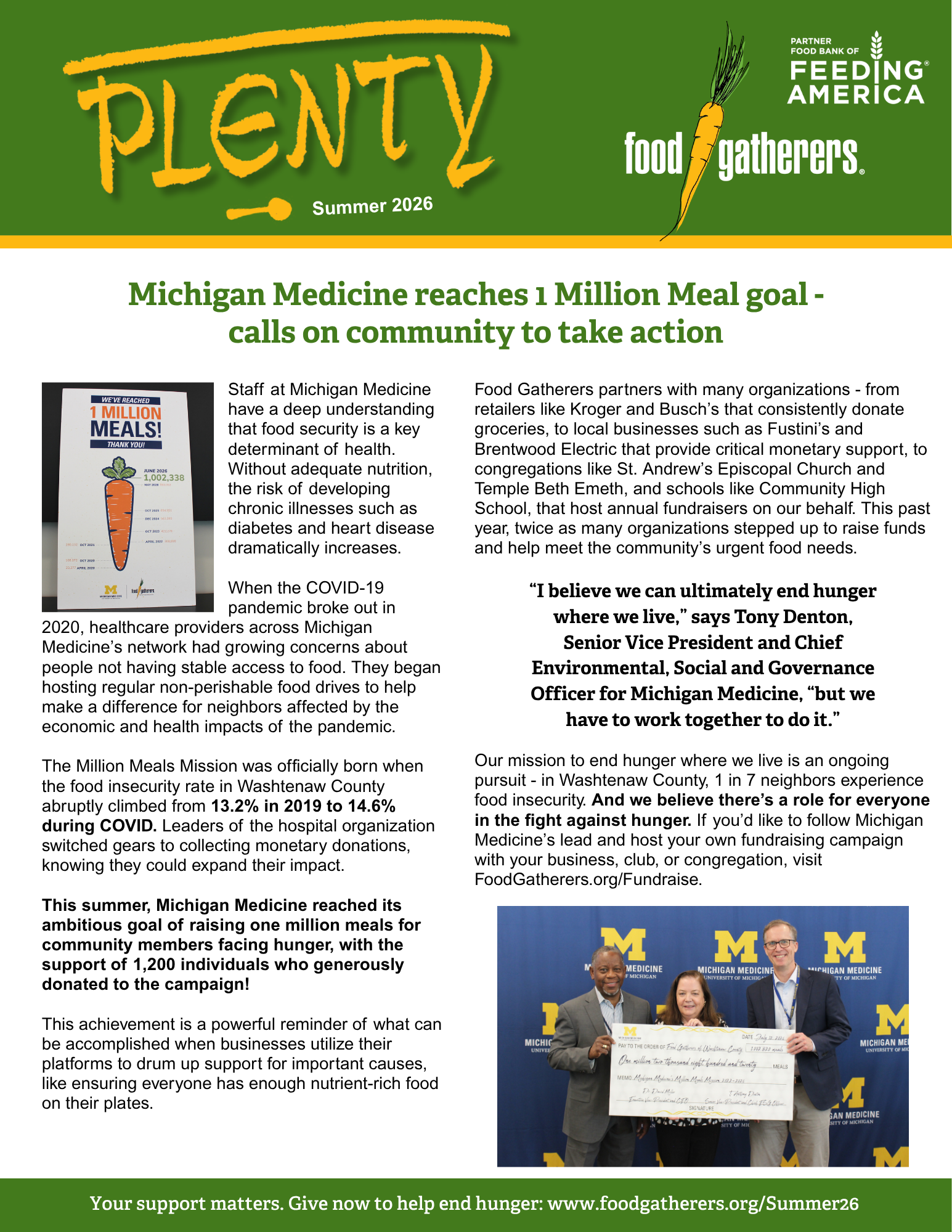 The cover of Food Gatherers' 2023 Winter Newsletter